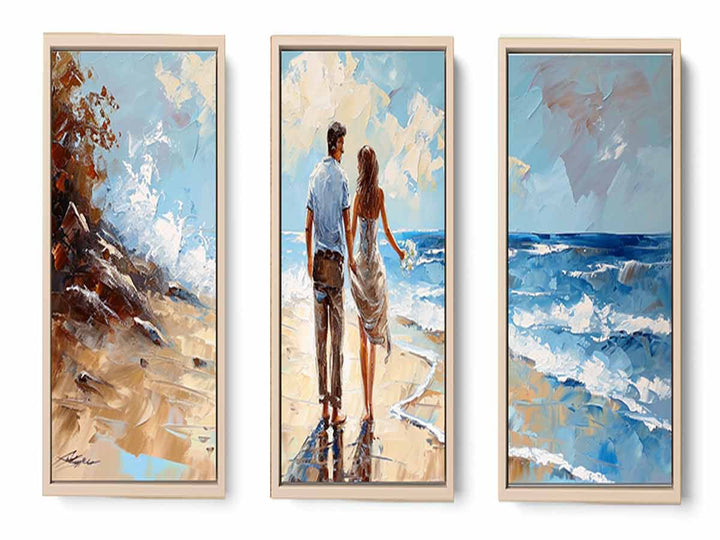 3 Panel Couple  Art  Beach Painting