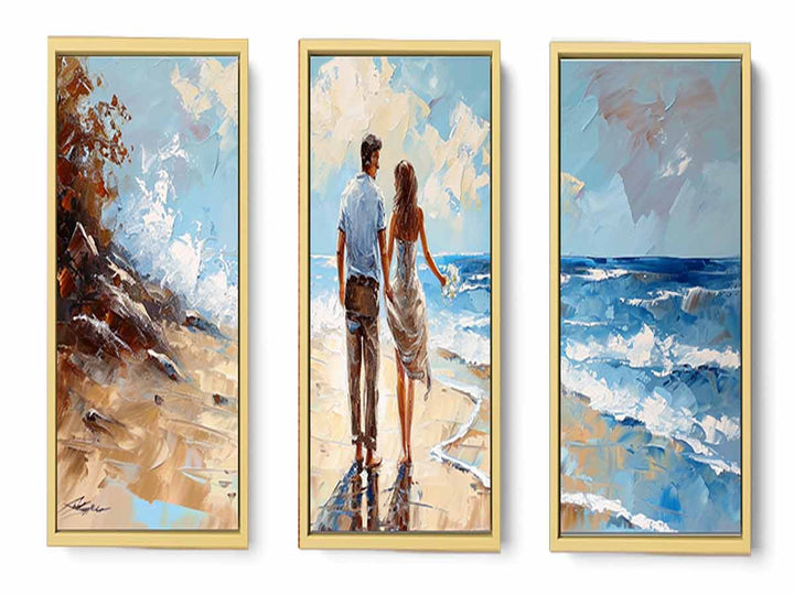 3 Panel Couple  Art  Beach Painting