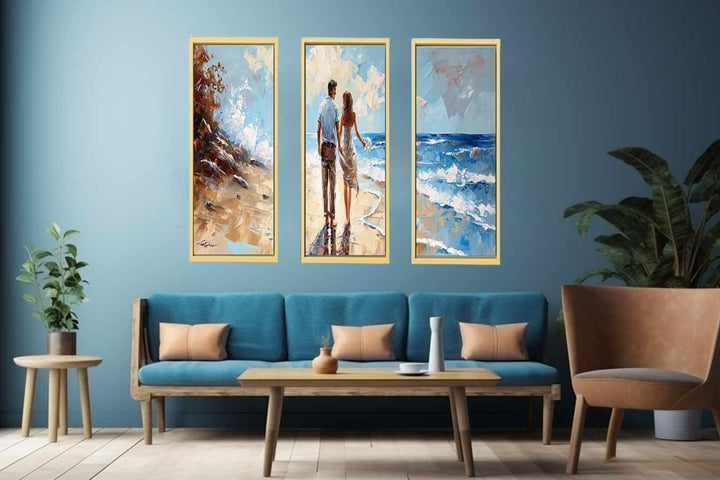 3 Panel Couple  Art  Beach Painting