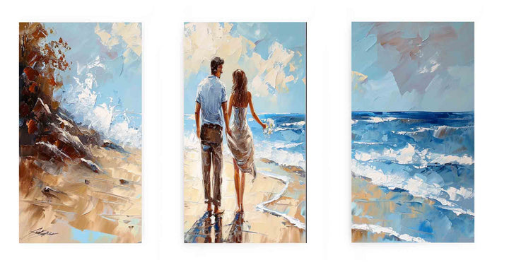 3 Panel Couple  Art  Beach Painting