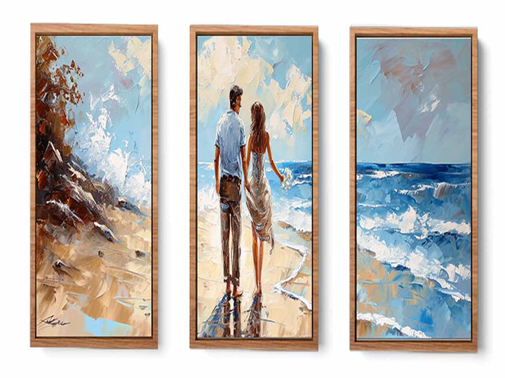 3 Panel Couple  Art  Beach Painting