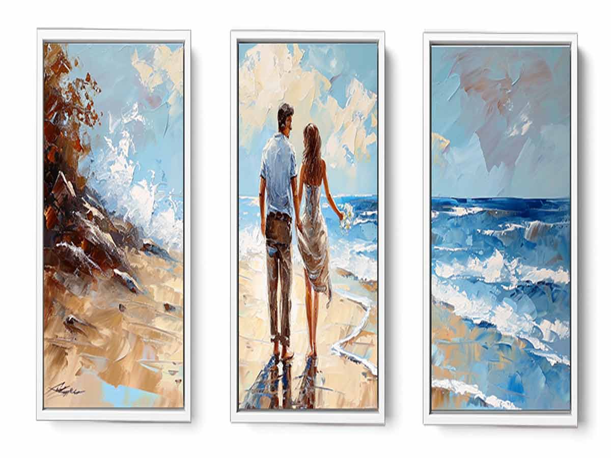 3 Panel Couple  Art  Beach Painting