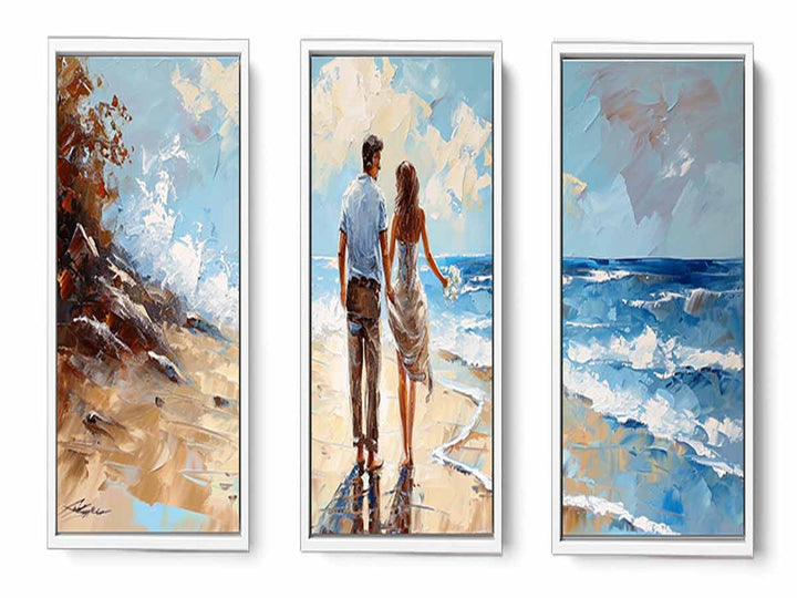 3 Panel Couple  Art  Beach Painting