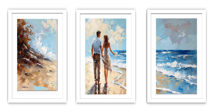 3 Panel Couple  Art  Beach Painting