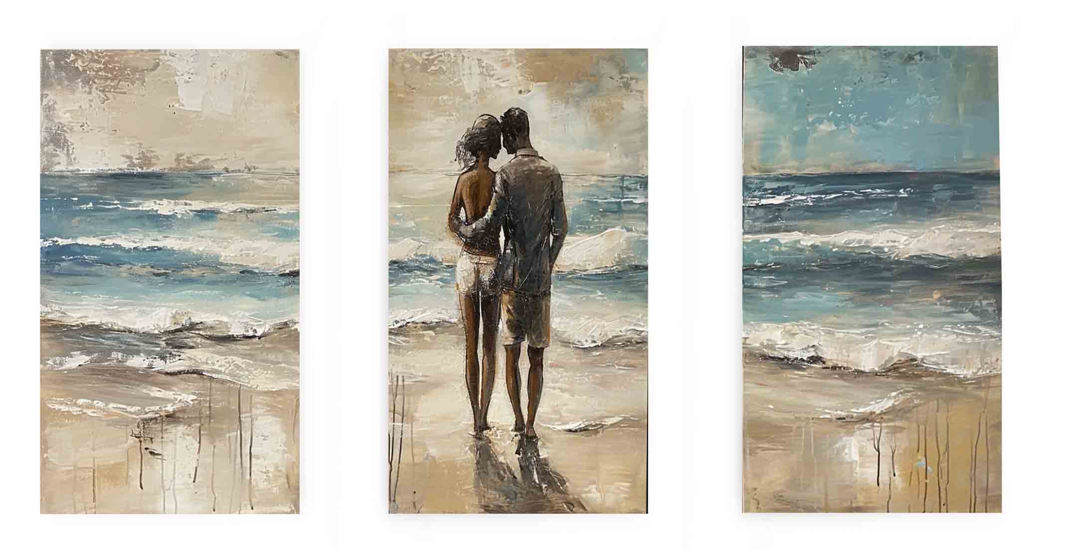 Couple Love Beach Painting Set of 3