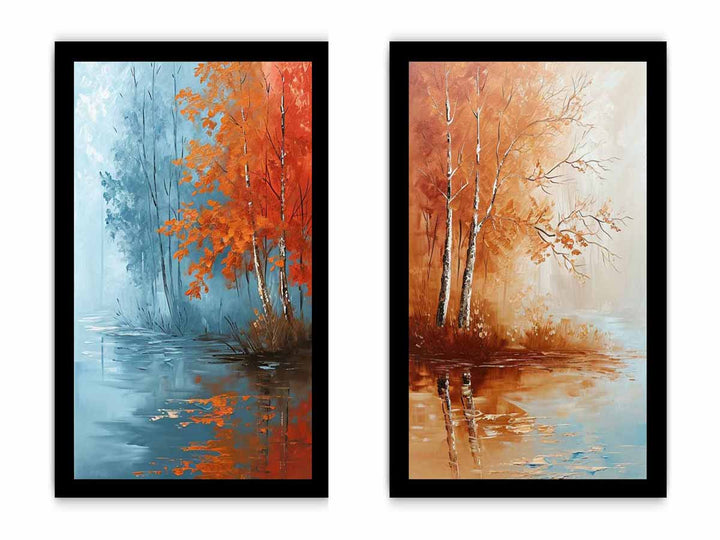 2 Panel Tree Wall Art Painting