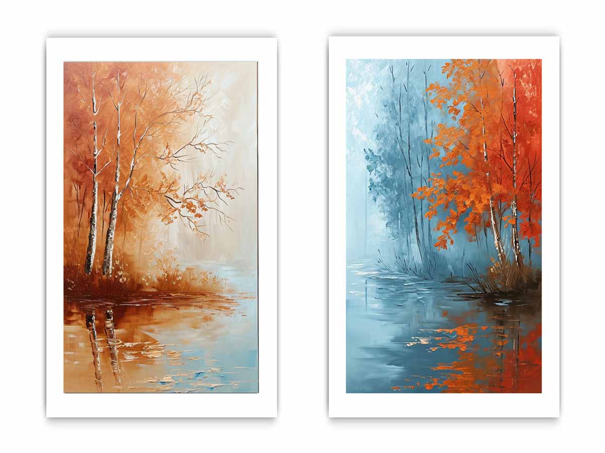 2 Panel Tree Wall Art Painting