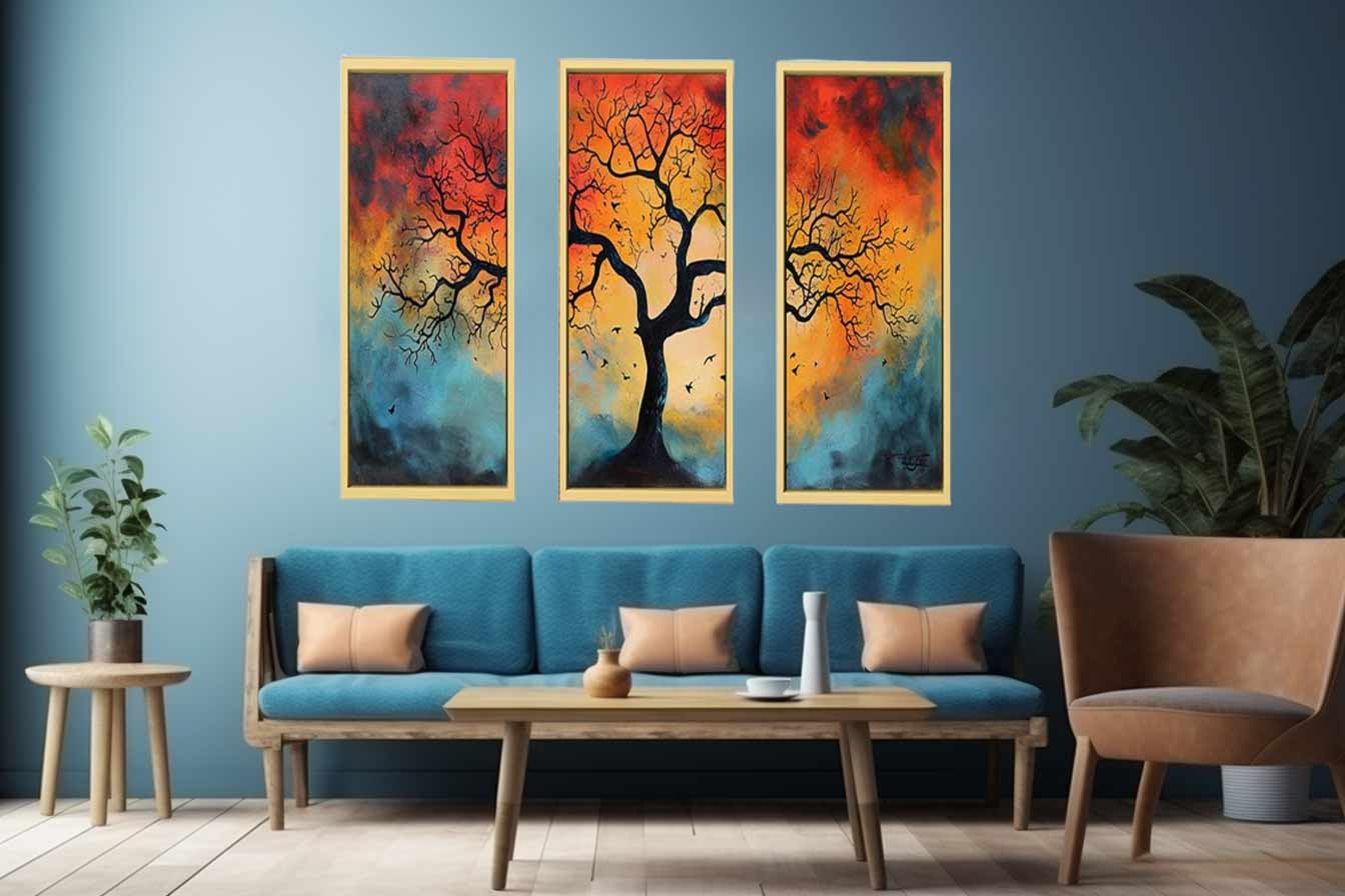 3 Piece Tree Wall Art Painting Set