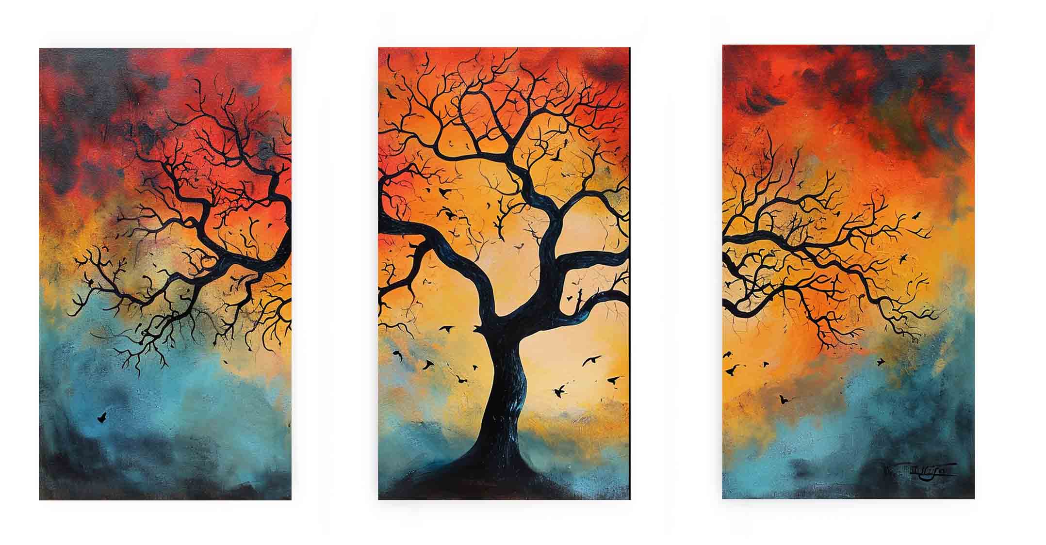 3 Piece Tree Wall Art Painting Set