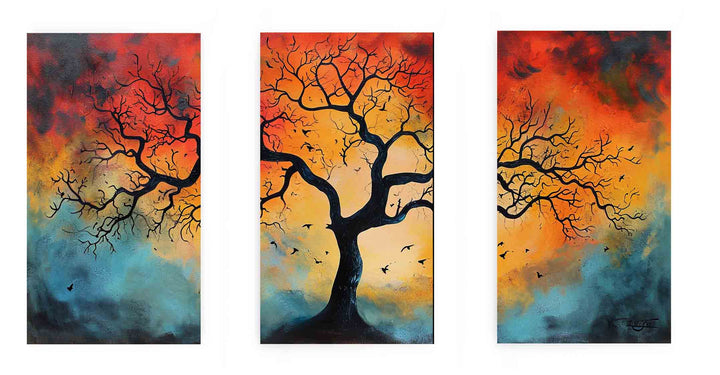 3 Piece Tree Wall Art Painting Set