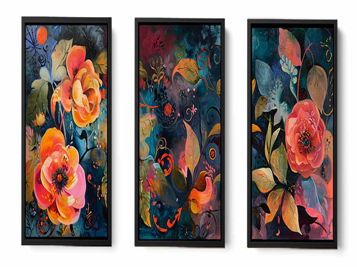 3 Panel Floral Art Painting
