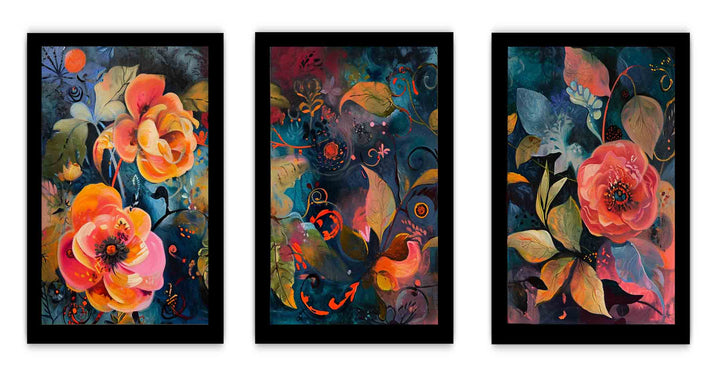 3 Panel Floral Art Painting
