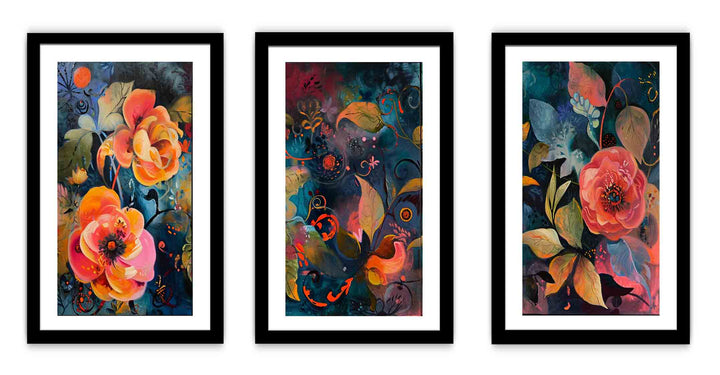 3 Panel Floral Art Painting