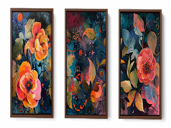 3 Panel Floral Art Painting