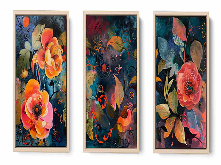 3 Panel Floral Art Painting