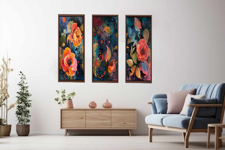 3 Panel Floral Art Painting