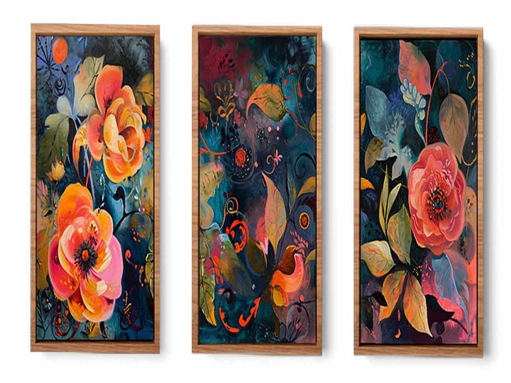 3 Panel Floral Art Painting