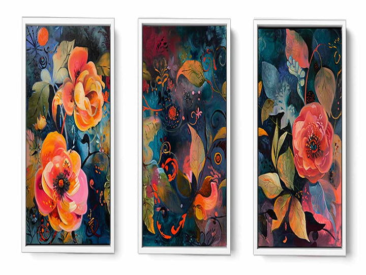 3 Panel Floral Art Painting