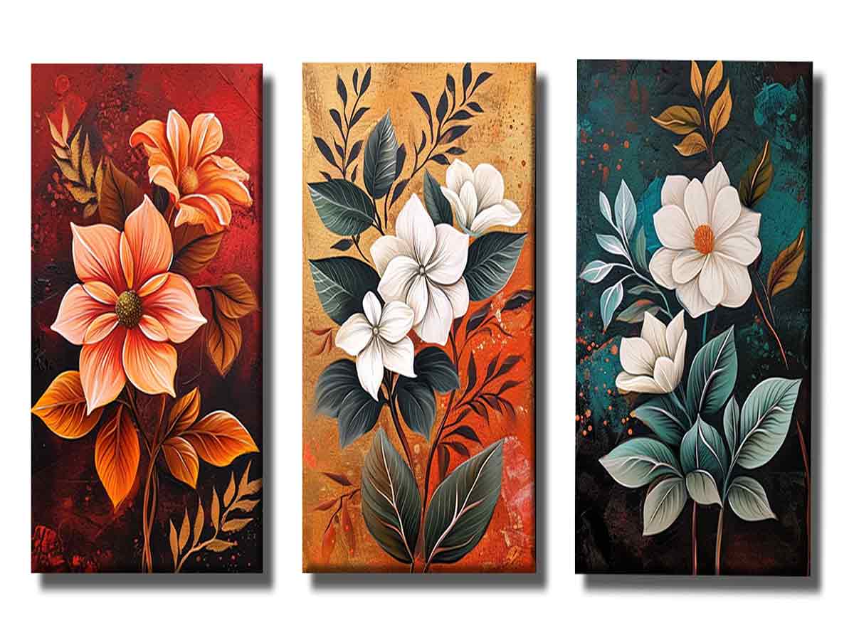 3 Panel Flower Painting Set