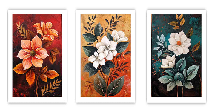 3 Panel Flower Painting Set