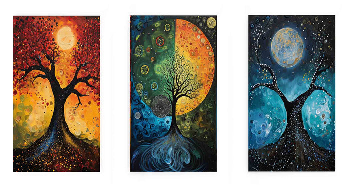 3 Panel Circle Art Painting