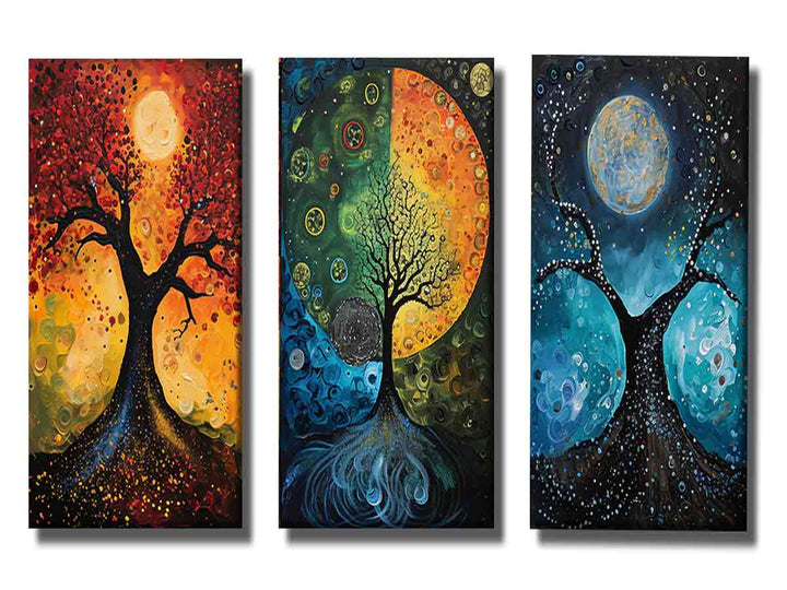3 Panel Circle Art Painting