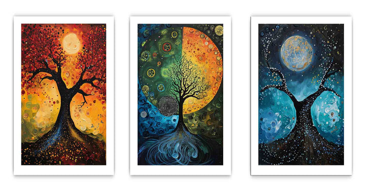 3 Panel Circle Art Painting