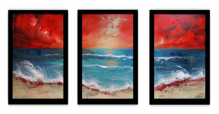 3 Panel Beach  Art Painting
