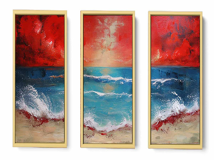 3 Panel Beach  Art Painting