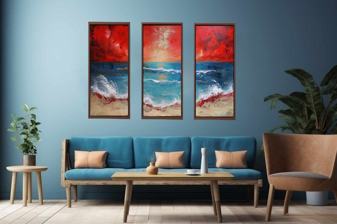 3 Panel Beach  Art Painting