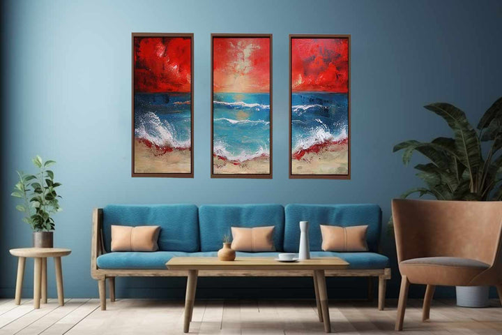 3 Panel Beach  Art Painting