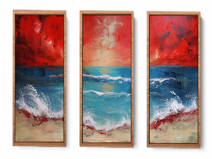 3 Panel Beach  Art Painting