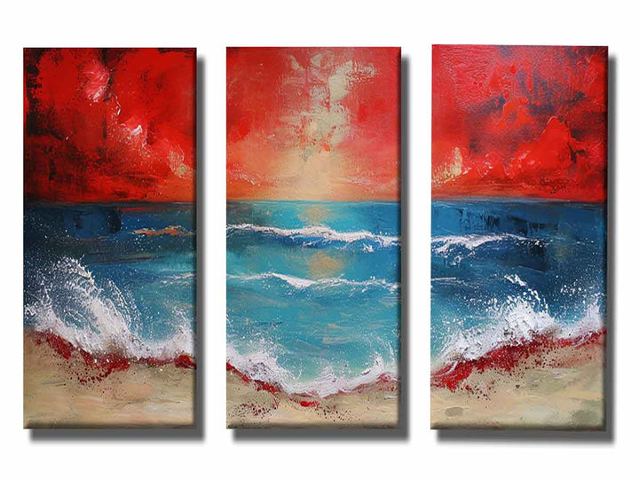 3 Panel Beach  Art Painting