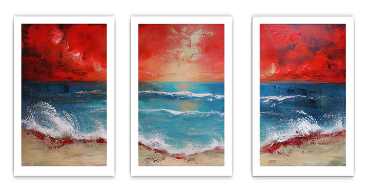 3 Panel Beach  Art Painting