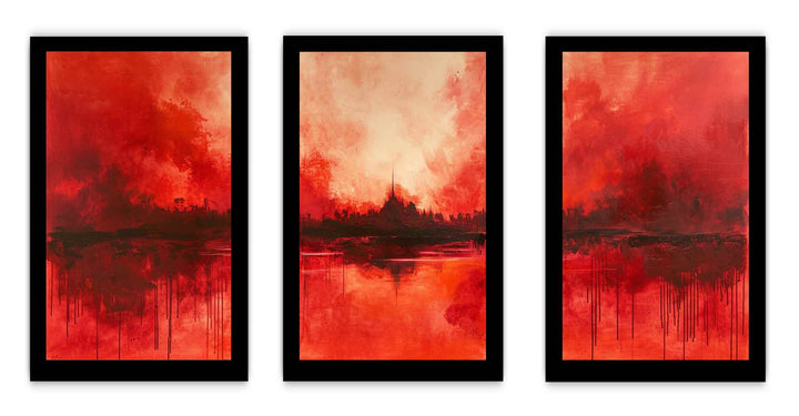 3 Panel  Red Painting