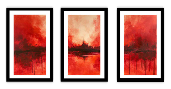 3 Panel  Red Painting