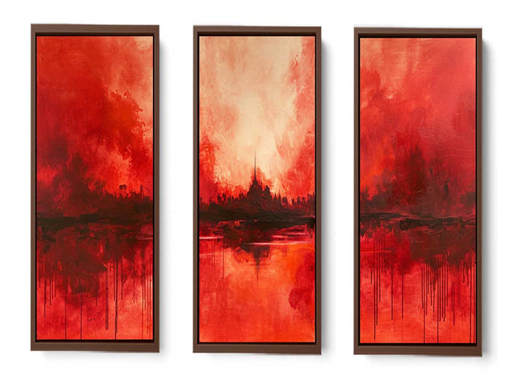 3 Panel  Red Painting