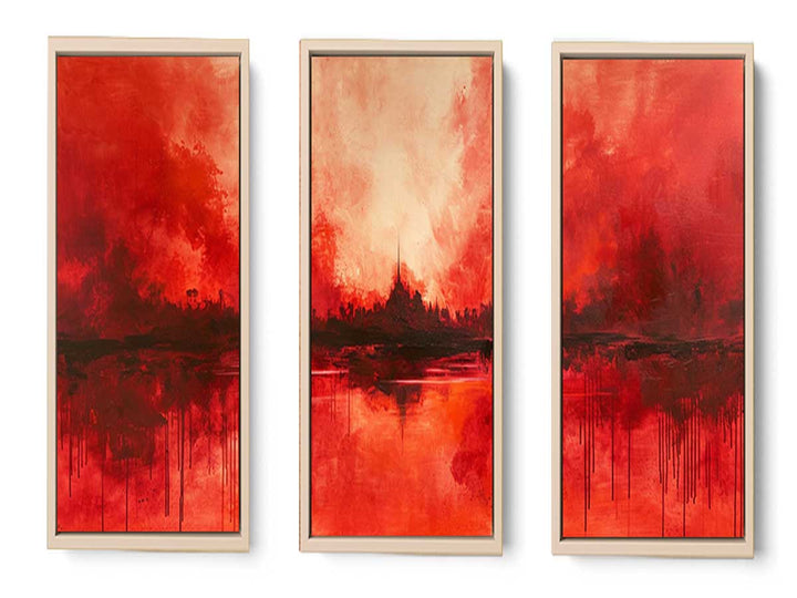 3 Panel  Red Painting