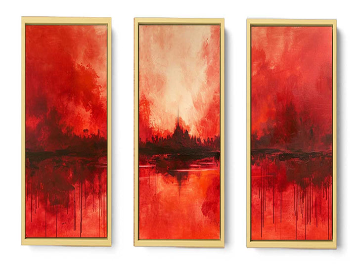 3 Panel  Red Painting