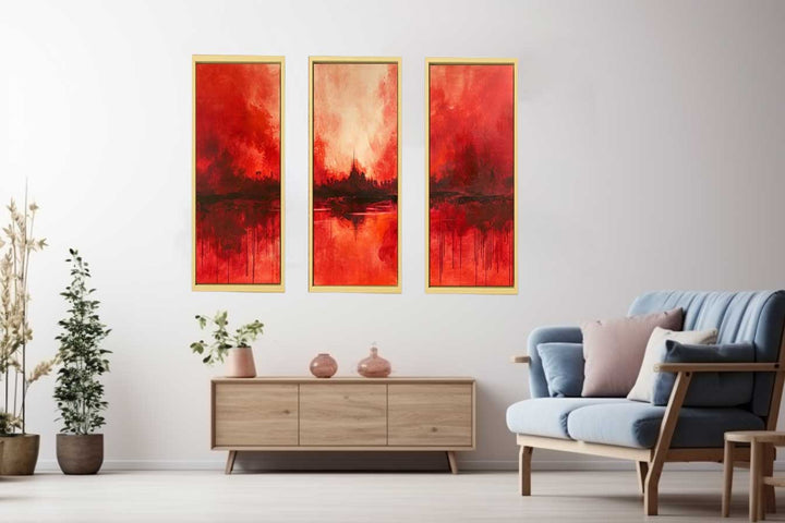3 Panel  Red Painting