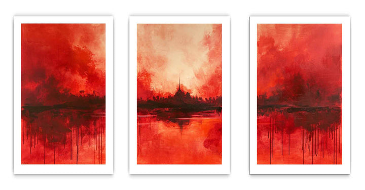 3 Panel  Red Painting