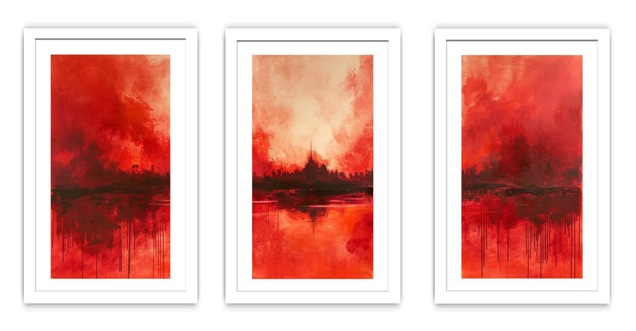3 Panel  Red Painting