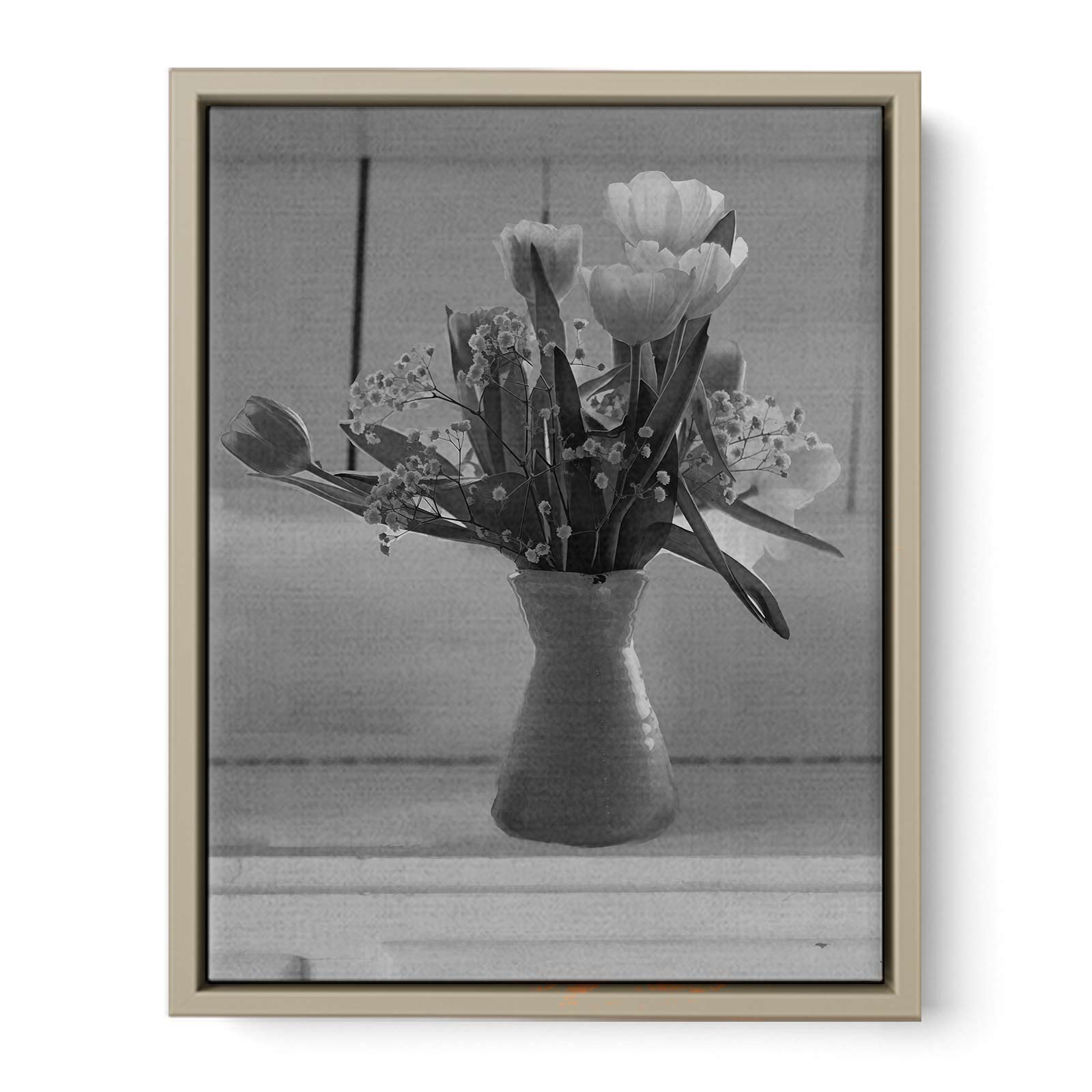 Black And White Flower Vase  Painting 