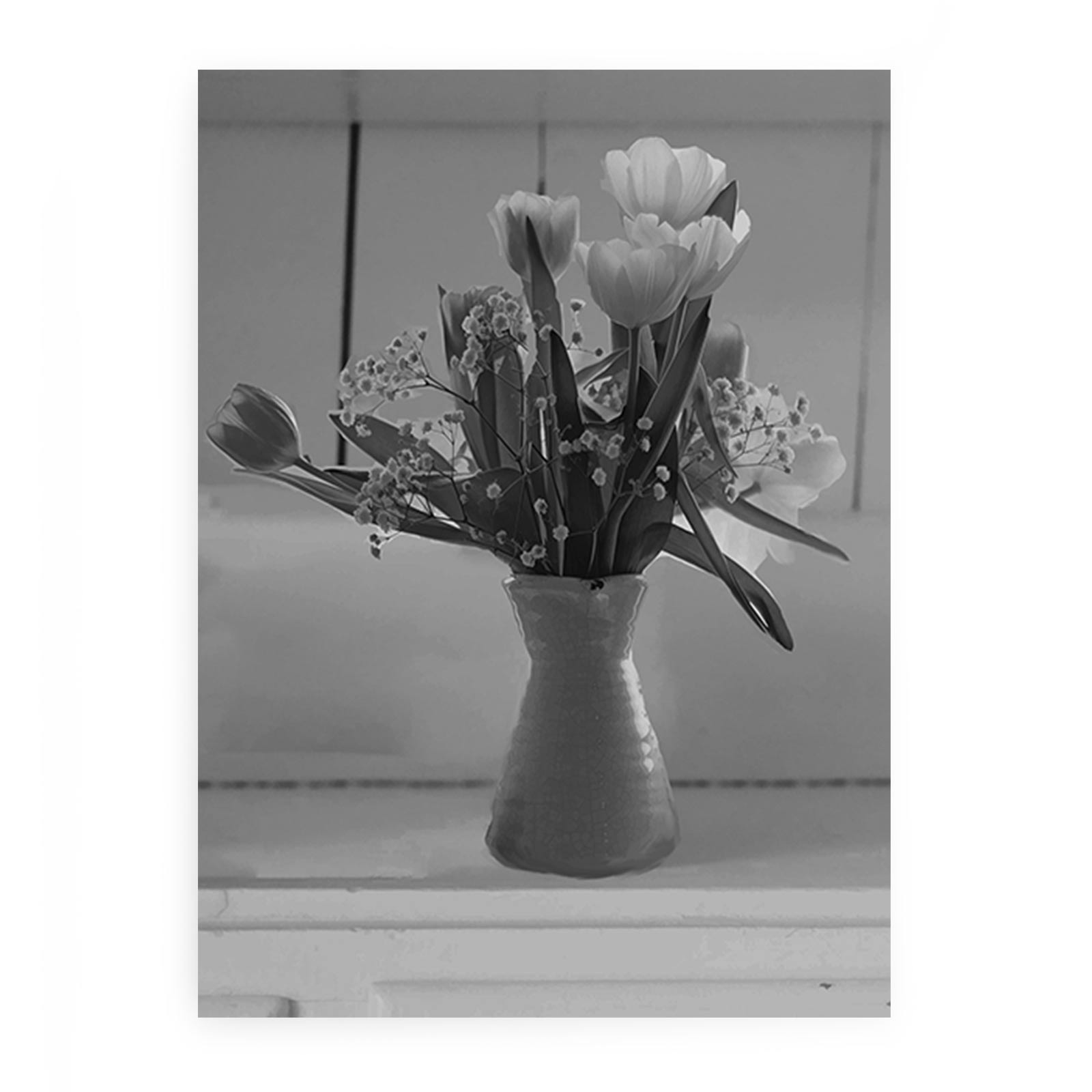 Black And White Flower Vase  Painting