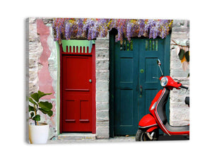 Vintage Vespa at Door Painting 