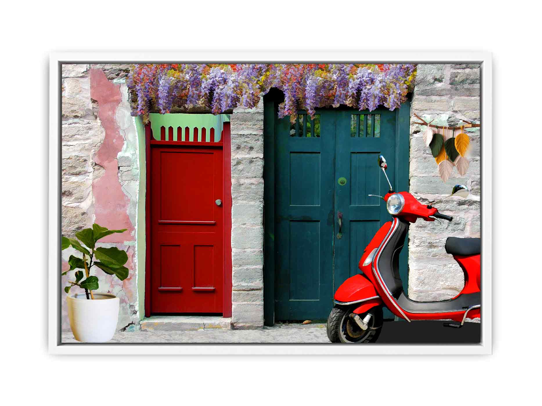 Vintage Vespa at Door Painting 