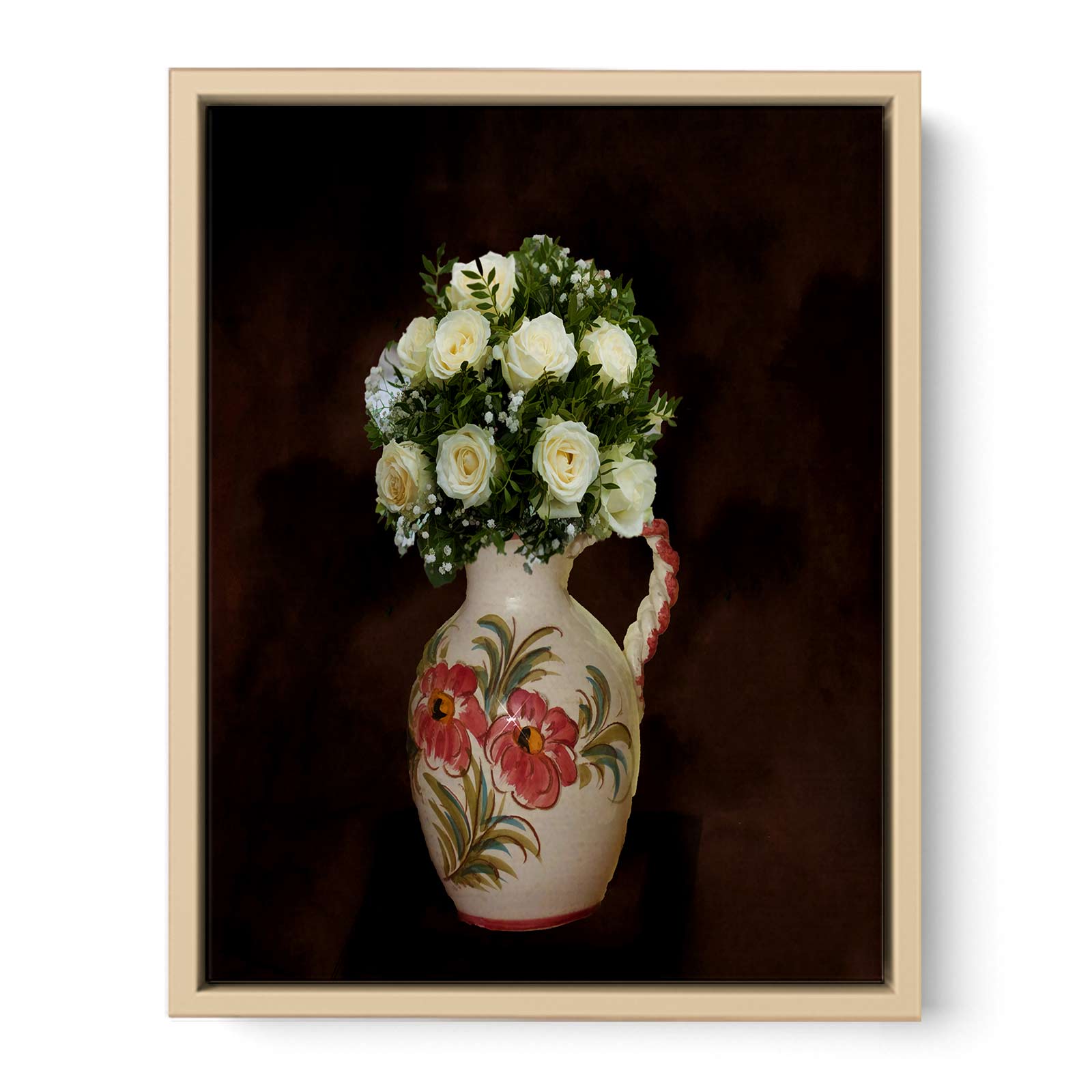 White Rose Flowers Painting 
