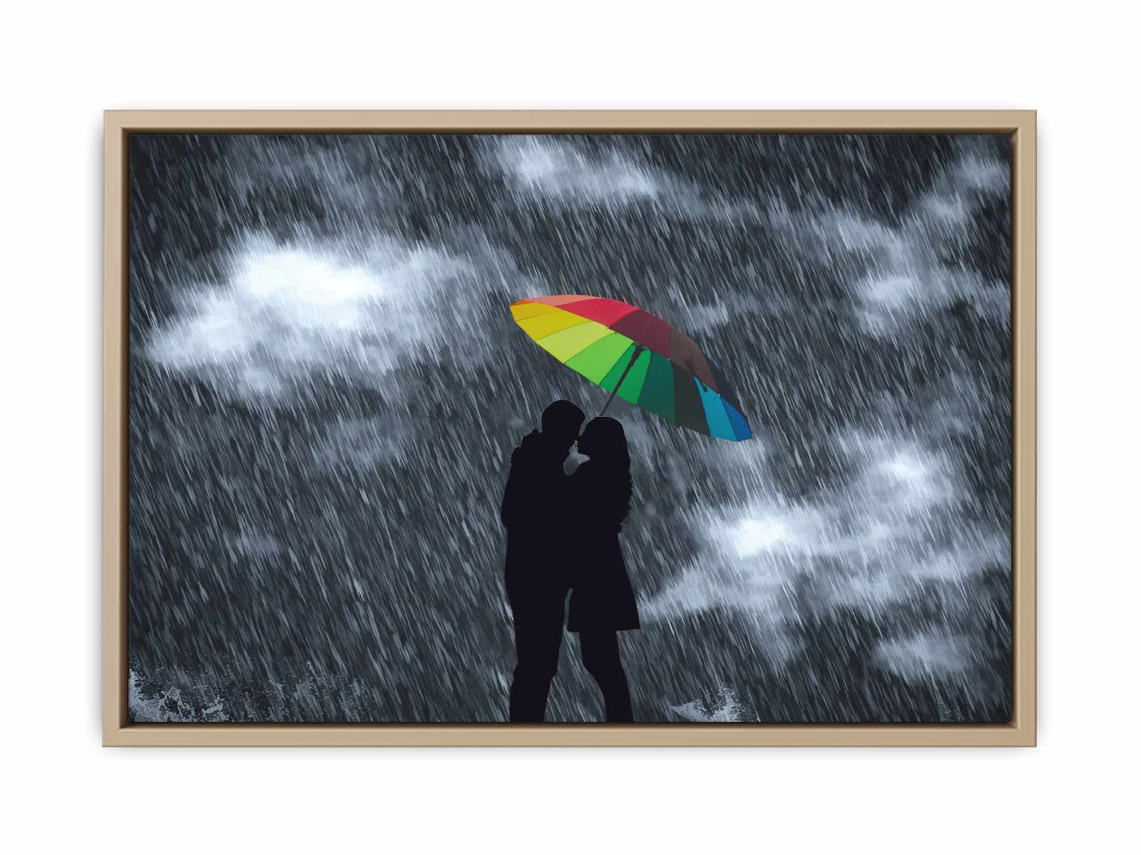 Love in Rain Couple Umbrella Painting 
