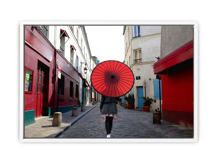 Women Red Umbrella Painting 