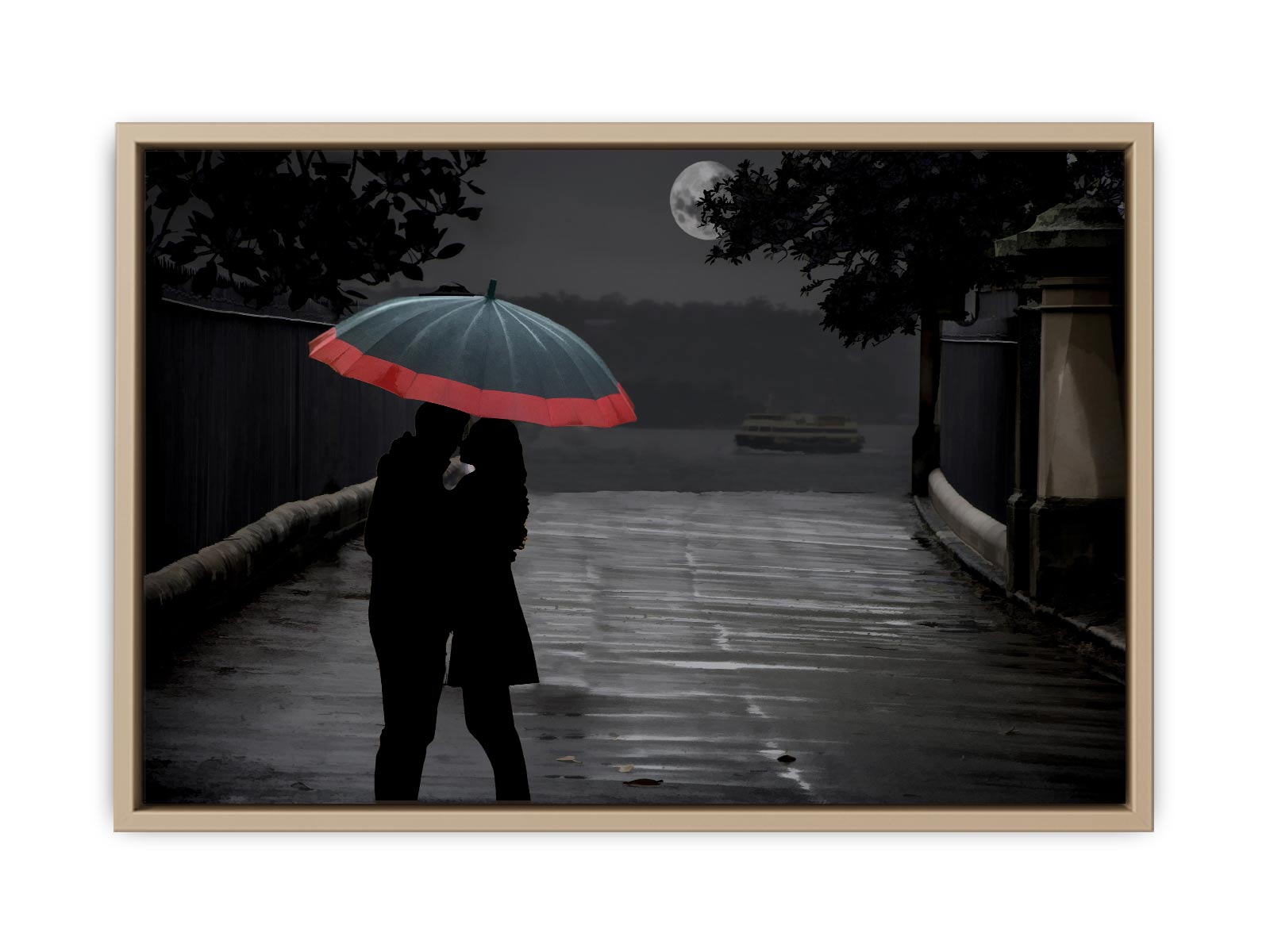 Grey Couple Umbrella Painting 